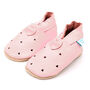 Dotty Fish Pink Cut Out Hearts Soft Leather Baby Shoes With Barefoot Soles, thumbnail 4 of 7