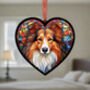 Rough Collie Stained Glass Effect Heart Suncatcher, thumbnail 4 of 5