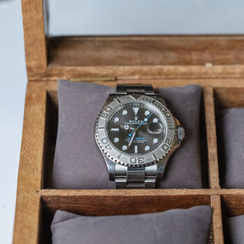 Personalised Initial Four Watches Wood And Glass Watch Box, 6 of 7
