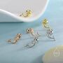 Sterling Silver Tiny Mermaid Screw Back/ Flat Back / Stud Earrings, thumbnail 3 of 12