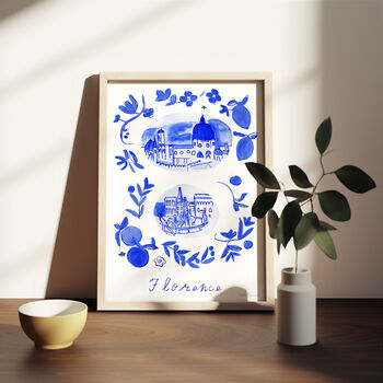 Scenes Of Florence, Italy Blue Tile Inspired Travel Print, 7 of 12