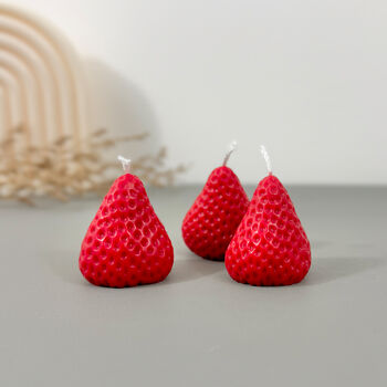 Set Of Four Strawberry Tealight Candles Food Decor, 10 of 11