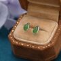 Sterling Silver Genuine Jade Pear Stud Earrings, thumbnail 2 of 11