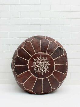 Moroccan Leather Pouffe, 3 of 3