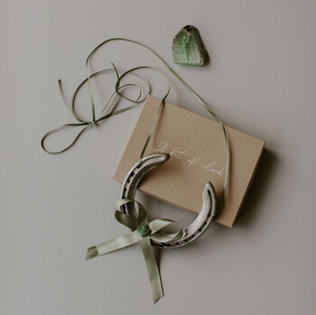Green Crystal Personalised Lucky Wedding Horseshoe Gift, 3 of 11