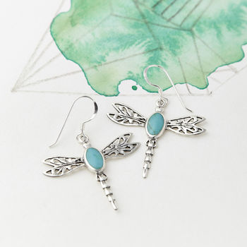 Turquoise Dragonfly Earrings, 2 of 9