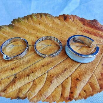 Three Piece Adjustable Gold/Silver Plated Cuff Ring, 3 of 6