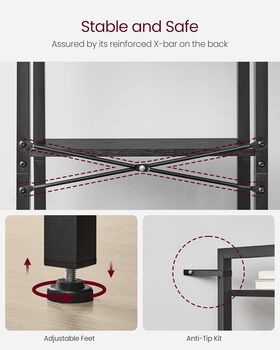 Four Tier Bookshelf Industrial Shelving Unit Bookcase, 5 of 7