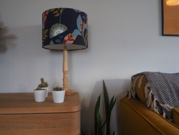 Dark Blue Exotic Floral Lampshade, 2 of 6