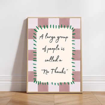 A4 Modern, Art Print, A Large Group Of People Is Called A No Thanks, Pink Checkerboard, 4 of 5