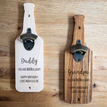 Personalised Wall Mounted Bottle Opener Gift For Him You Are Beerilliant, 5 of 6