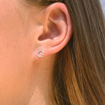 Silver Twisted Circle Studs, 3 of 5