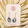Blue Ink And Gold Foil Dainty Drop Earrings, thumbnail 3 of 8