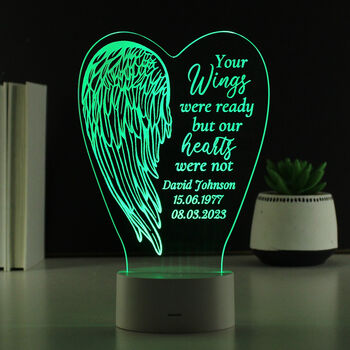 Personalised Angel Wings Memorial LED Light, 6 of 9