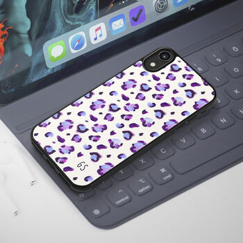 iPhone Case Purple Leopard Print Personalised 13 14 15, 2 of 2