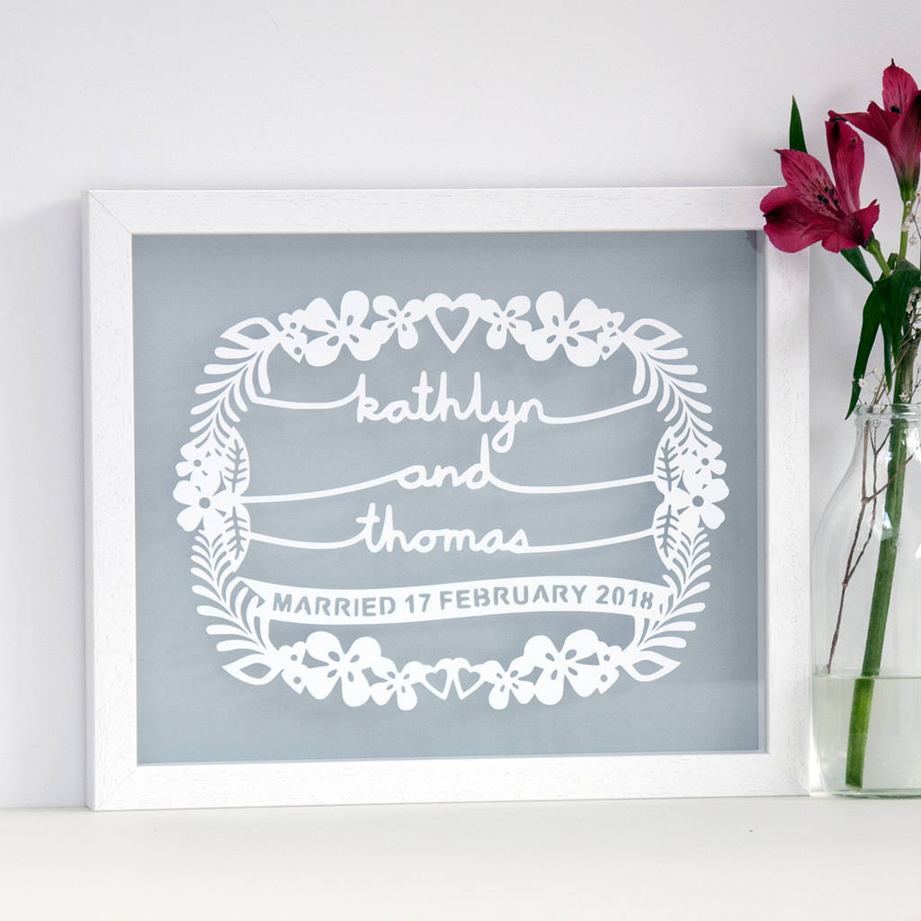 Personalised Wedding Gift Papercut Wall Art By Ant Design Gifts