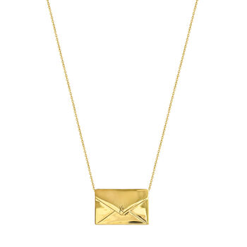 Gold Plated Reversible Cz Engraved Envelope Necklace, 2 of 9