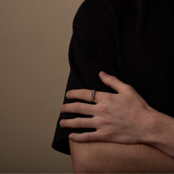 Rectangle Onyx Stone Ring, Engraved Rings, 7 of 10