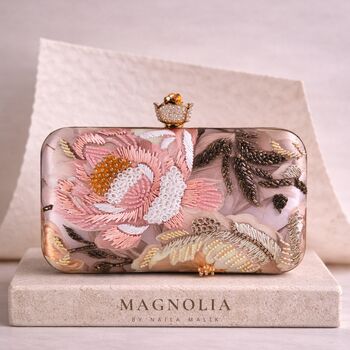 Salqin | Floral Printed Embroidery Clutch Bag, 6 of 7