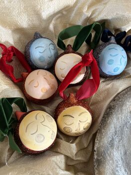 Moon Face Ceramic Glitter Bauble, 8 of 8