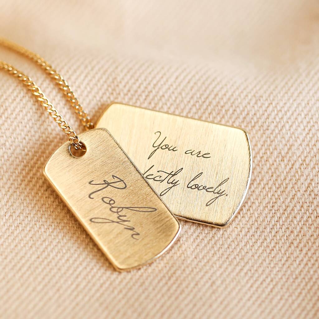 Personalised Engraved Dog Tag Necklace By Lisa Angel