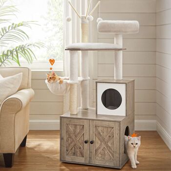 Modern Cat Tree With Litter Box Enclosure And Condo, 3 of 12