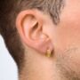 Gold Plated Huggie Patterned Hoop Earring For Men, thumbnail 2 of 9