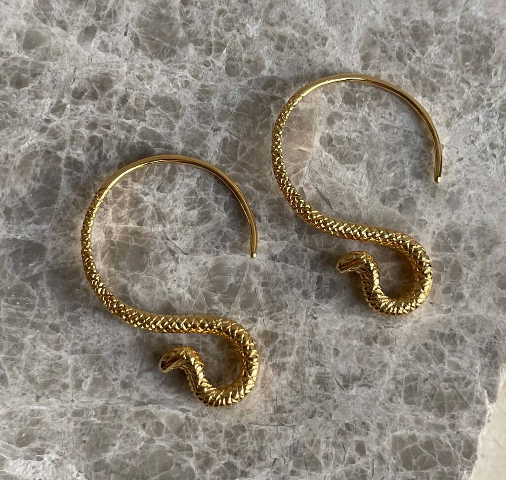 Sterling Silver Gold Cobra Hoop Earrings By Secret Halo