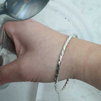 Twisted Sterling Silver Bangle, 6 of 8