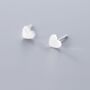 Brushed Sterling Silver Heart Stud Earrings, thumbnail 2 of 4