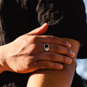 Gold Lapis Lazuli Square Signet Ring For Men, 10 of 11