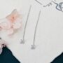 Sterling Silver Tiny Hydrangea Flower Cz Threader Earrings, thumbnail 8 of 12