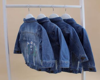 Personalised Embroidered Wild Flower Children's Denim Jacket, 4 of 9