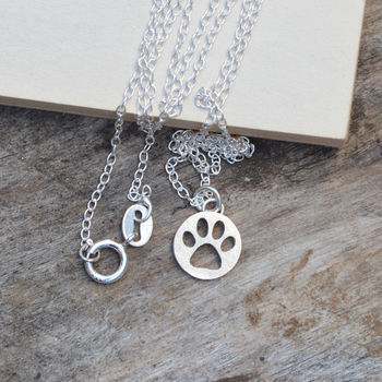 Hollow Pawprint Necklace In Sterling Silver, 4 of 4