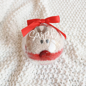 Personalised Bauble Including Fluffy Reindeer Socks, 2 of 2