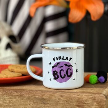 Personalised Boo! Halloween Enamel Mug, 9 of 11