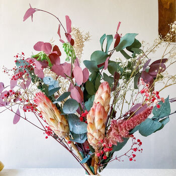 Pink Protea And Preserved Eucalyptus Bouquet, 2 of 5