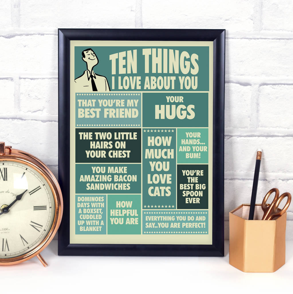 Ten Things I Love About You, Personalised Print For Him, 1 of 10