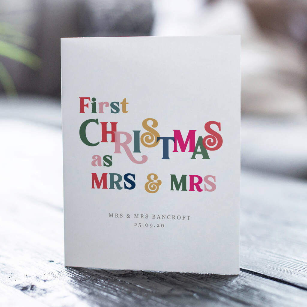 Personalised 'First Year As Mrs And Mrs' Christmas Card, 1 of 4