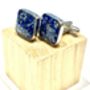 Steel And Lapis Lazuli Cufflinks, thumbnail 4 of 5