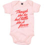 Though She Be But Little She Is Fierce Cool Baby Grow, thumbnail 1 of 2