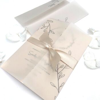Vellum Wrap D I Y Wedding Invitation Minimalist Leaf, 2 of 6