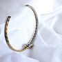 Tarnish Free Two Tone Knot Bangle – Open Cuff Rope Bracelet In Gold, Silver, Or Two Tone Metal | Meaningful Gift, Modern Minimalist Jewellery, thumbnail 4 of 5