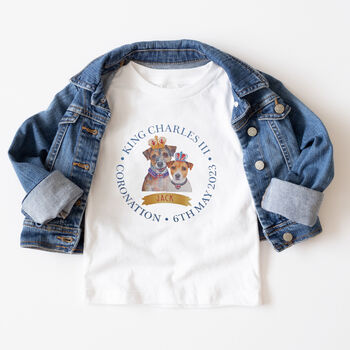 Kids Personalised Kings Coronation Terrier T Shirt, 2 of 3