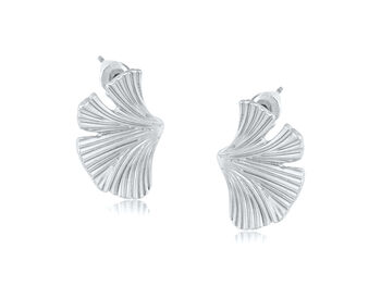 Silver Plated Julia Gingko Leaf Stud Earrings, 2 of 3