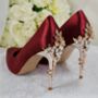 Burgundy Bridal Shoes And Matching Bag, thumbnail 3 of 8