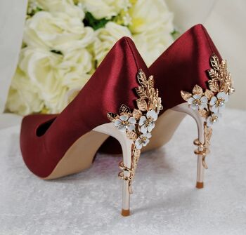 Burgundy Bridal Shoes And Matching Bag, 3 of 8