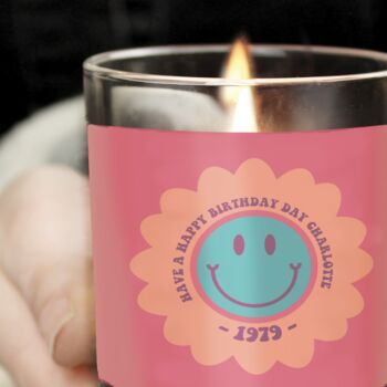 Personalised Psychedelic Smilie Scented Jar Candle, 2 of 5