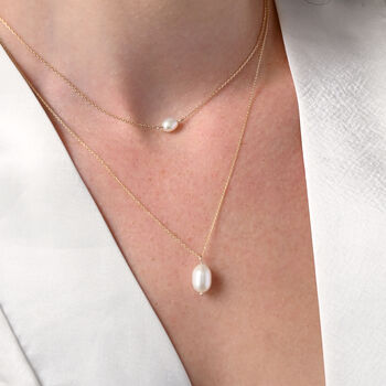 9ct Solid Gold Pearl Pendant Necklace, 2 of 5