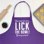 'Lick The Bowl' Personalised Kids Apron, thumbnail 1 of 8